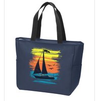 Retro Sail Boat Sailing Graphic Zip Tote Bag
