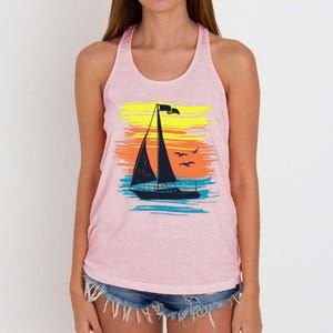 Retro Sail Boat Sailing Graphic Women's Knotted Racerback Tank