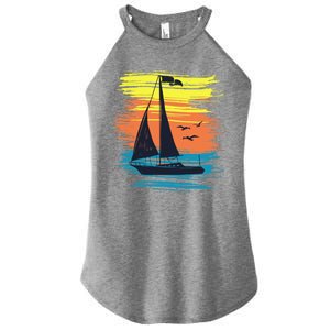 Retro Sail Boat Sailing Graphic Women's Perfect Tri Rocker Tank