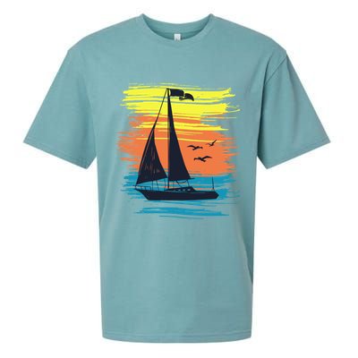 Retro Sail Boat Sailing Graphic Sueded Cloud Jersey T-Shirt