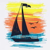 Retro Sail Boat Sailing Graphic Garment-Dyed Sweatshirt