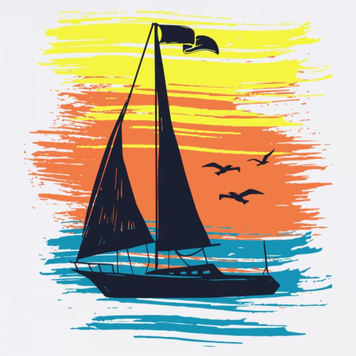Retro Sail Boat Sailing Graphic Garment-Dyed Sweatshirt