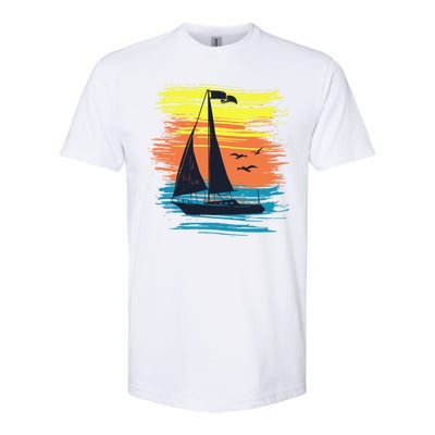 Retro Sail Boat Sailing Graphic Softstyle® CVC T-Shirt