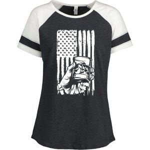 Retro Scotch Bourbon Whisky 4th Of July Enza Ladies Jersey Colorblock Tee