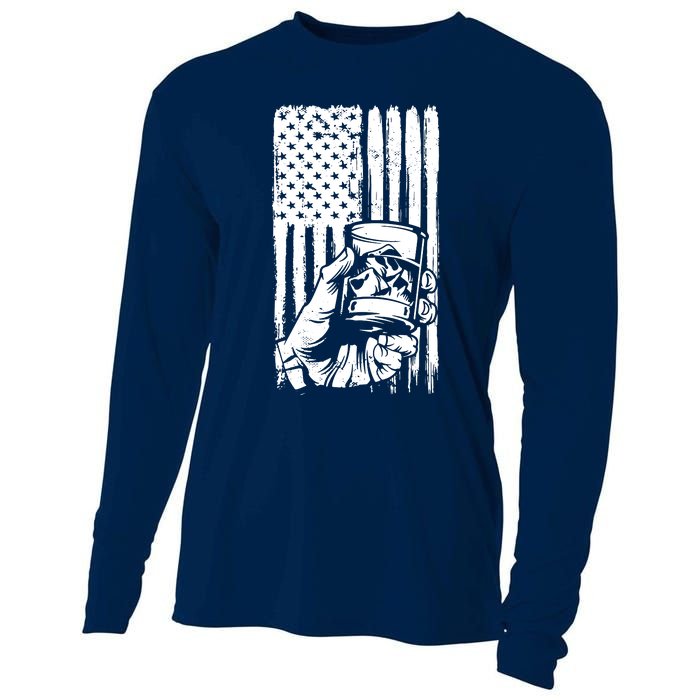 Retro Scotch Bourbon Whisky 4th Of July Cooling Performance Long Sleeve Crew