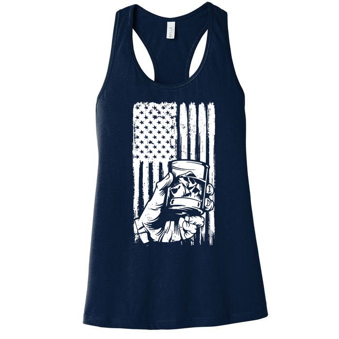 Retro Scotch Bourbon Whisky 4th Of July Women's Racerback Tank