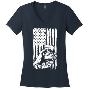 Retro Scotch Bourbon Whisky 4th Of July Women's V-Neck T-Shirt