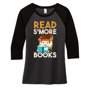 Read SMore Books Camping Bookworm Boy Cute Librarian Women's Tri-Blend 3/4-Sleeve Raglan Shirt