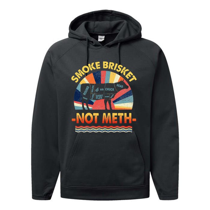 Retro Smoke Brisket Not Mesh For A Smoke Brisket Not Meth Performance Fleece Hoodie