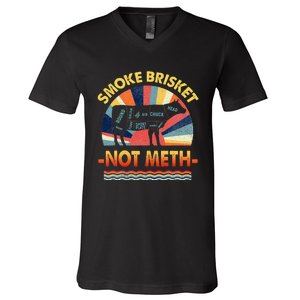 Retro Smoke Brisket Not Mesh For A Smoke Brisket Not Meth V-Neck T-Shirt