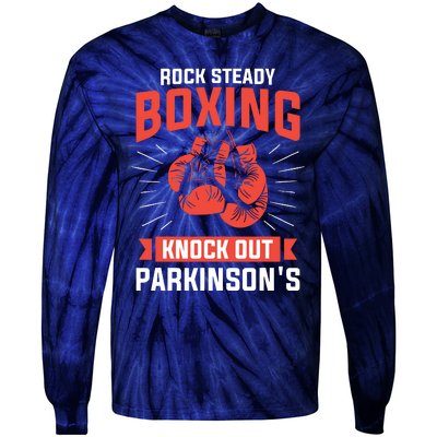 Rock Steady Boxing Knock Out Parkinsons Boxer Tie-Dye Long Sleeve Shirt