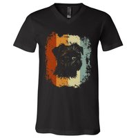 Retro Style Brussels Griffon Dog V-Neck T-Shirt