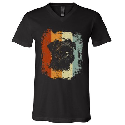 Retro Style Brussels Griffon Dog V-Neck T-Shirt