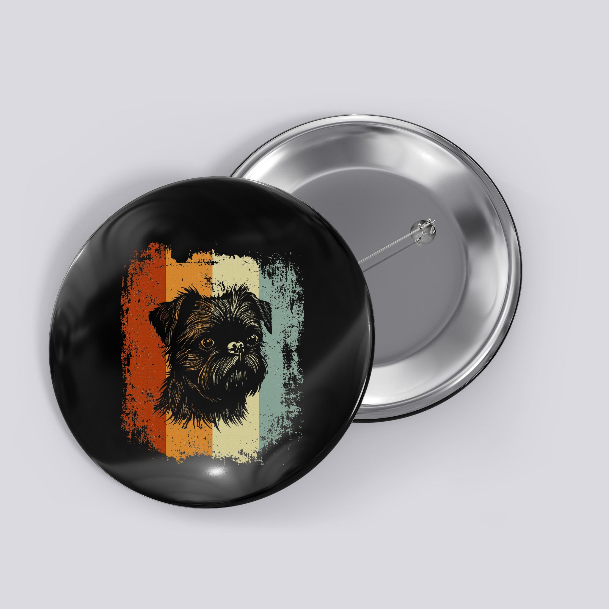 Retro Style Brussels Griffon Dog Button