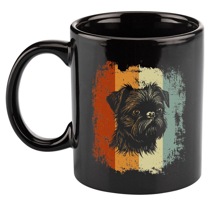 Retro Style Brussels Griffon Dog 11oz C Handle Ceramic Mug