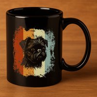 Retro Style Brussels Griffon Dog 11oz C Handle Ceramic Mug