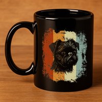 Retro Style Brussels Griffon Dog 11oz C Handle Ceramic Mug