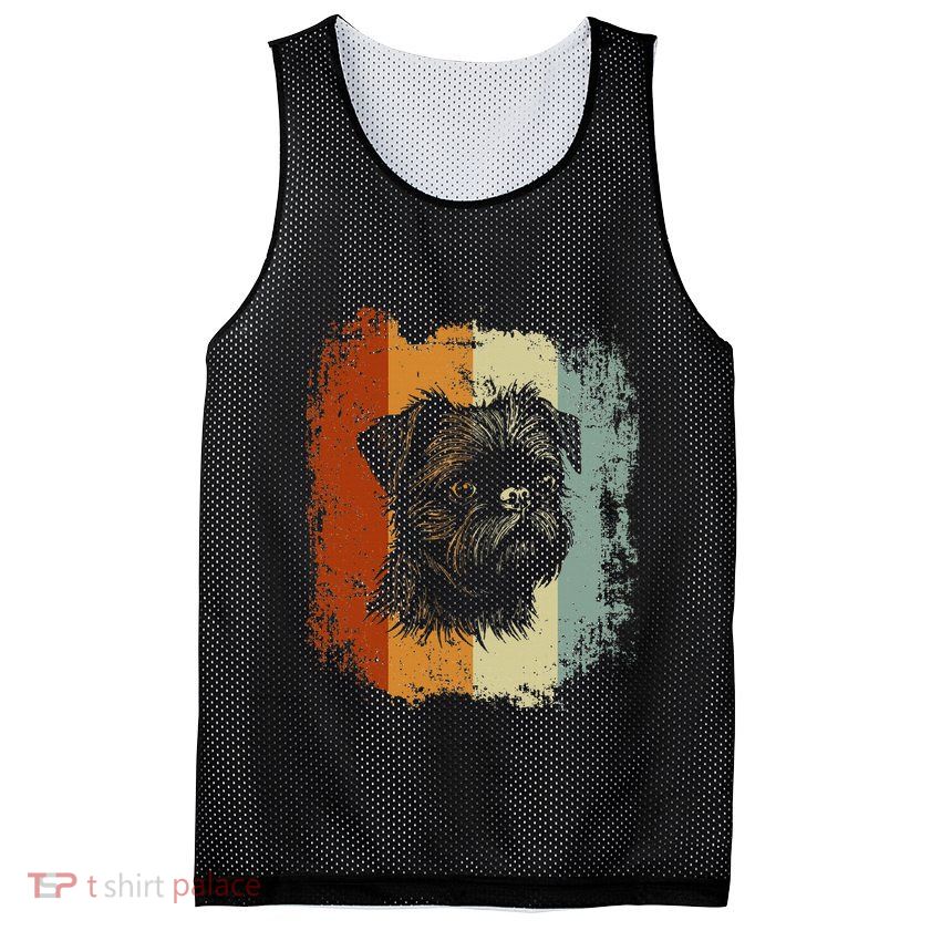 Retro Style Brussels Griffon Dog Mesh Reversible Basketball Jersey Tank