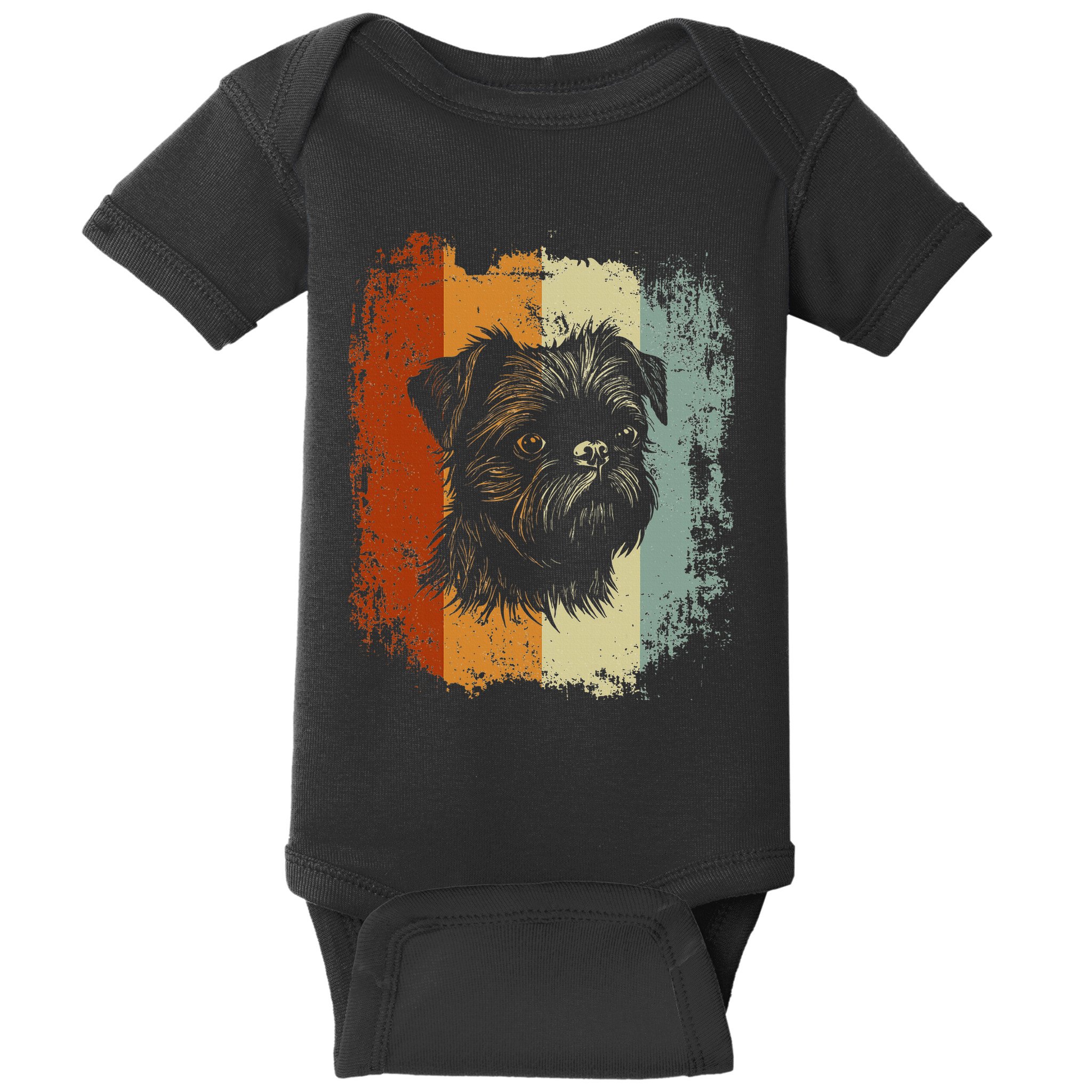 Retro Style Brussels Griffon Dog Baby Bodysuit
