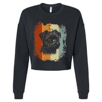 Retro Style Brussels Griffon Dog Cropped Pullover Crew