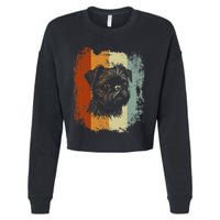 Retro Style Brussels Griffon Dog Cropped Pullover Crew