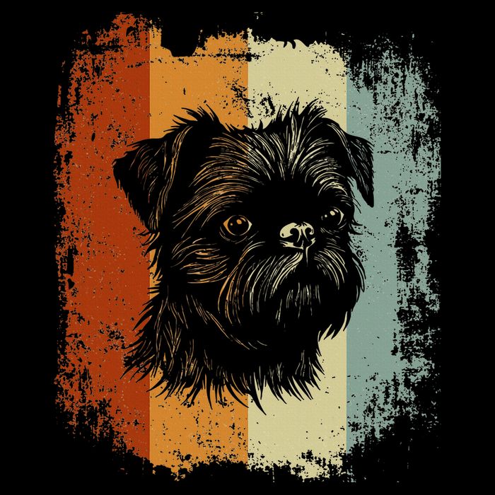 Retro Style Brussels Griffon Dog Cropped Pullover Crew