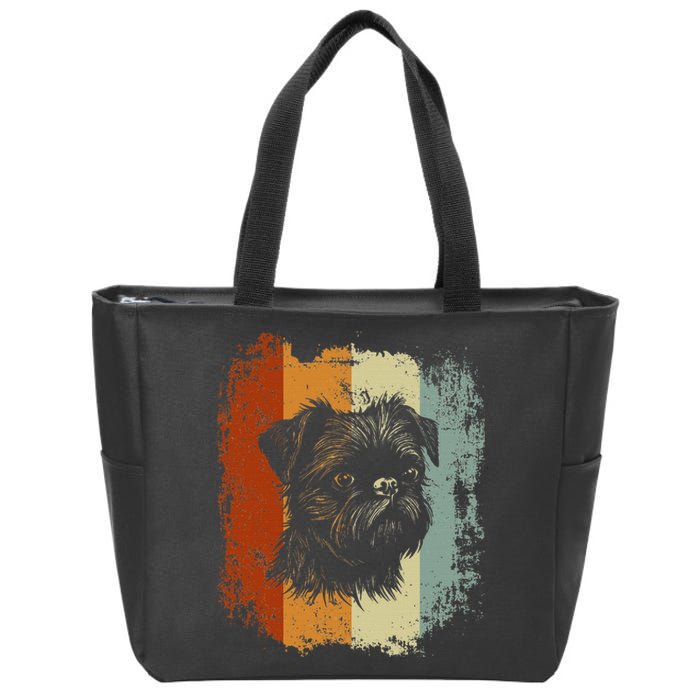 Retro Style Brussels Griffon Dog Zip Tote Bag