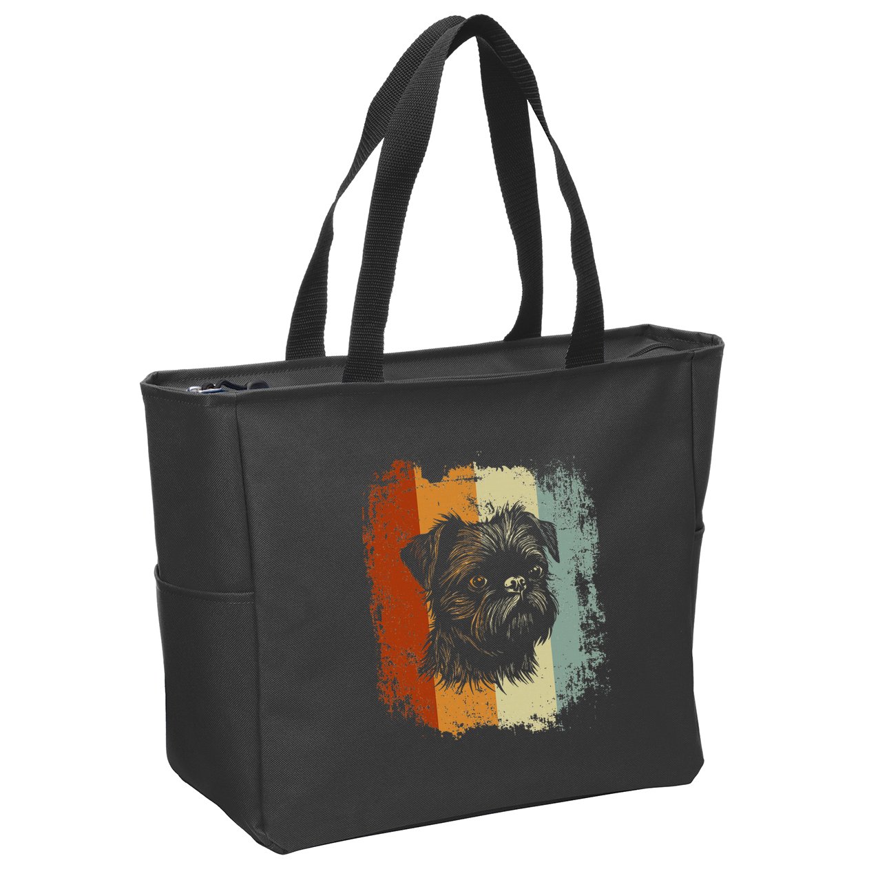Retro Style Brussels Griffon Dog Zip Tote Bag