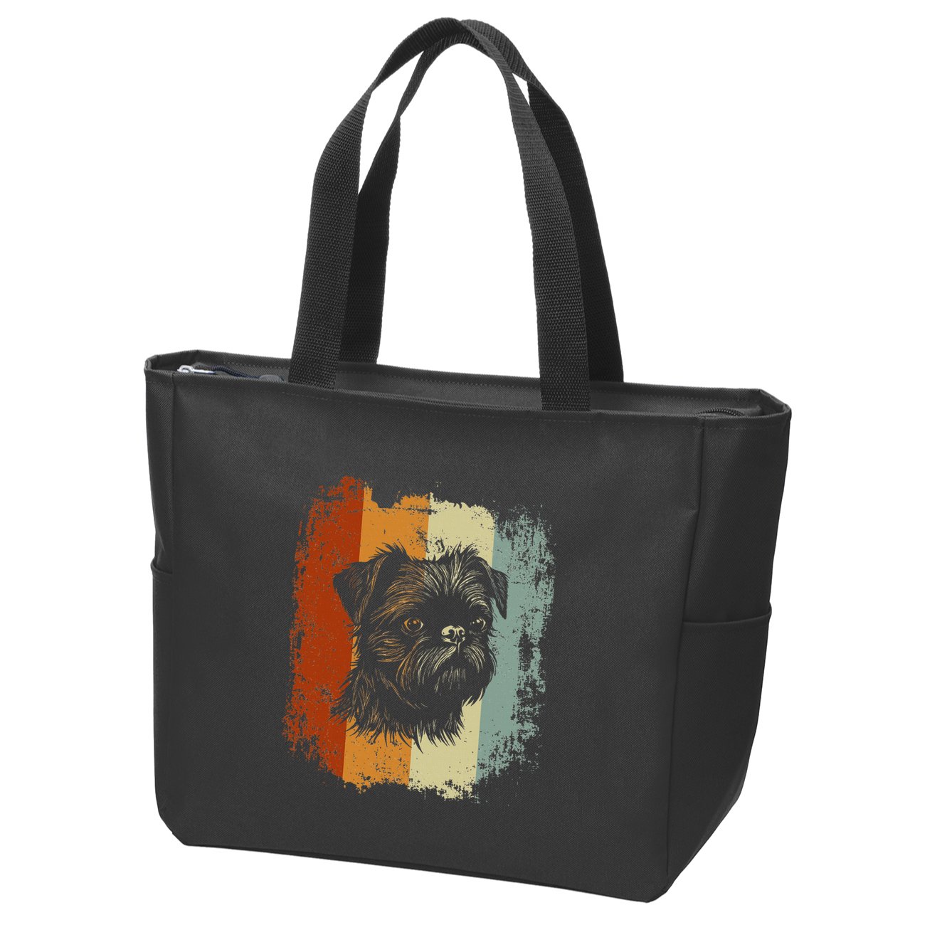 Retro Style Brussels Griffon Dog Zip Tote Bag
