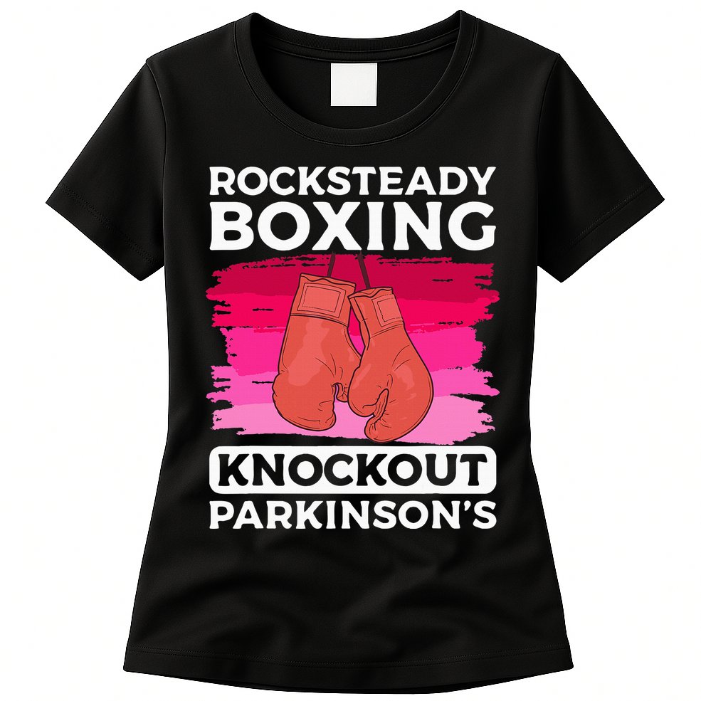 Rock Steady Boxing Knock Out ParkinsonS Awareness Womens T-Shirt