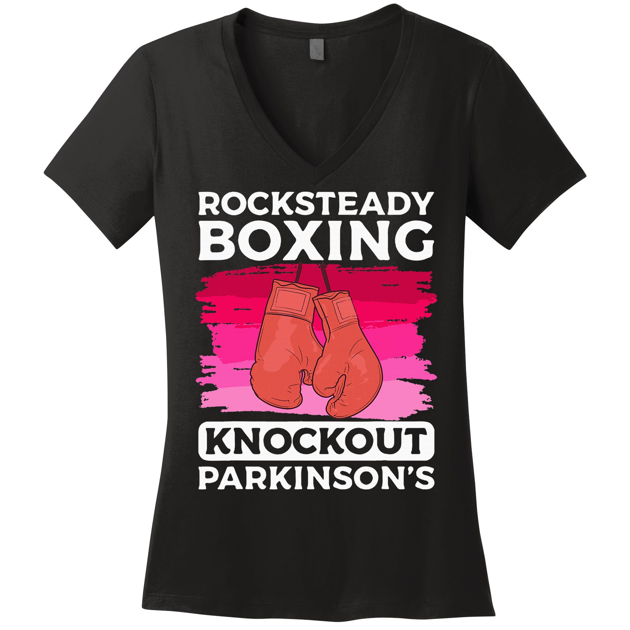Rock Steady Boxing Knock Out ParkinsonS Awareness Women's V-Neck T-Shirt