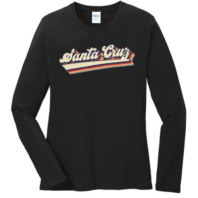 Retro Santa Cruz California Saying Surfer Ladies Long Sleeve Shirt