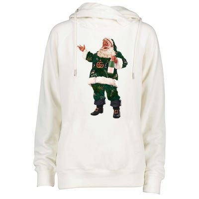 Retro Santa Claus Champagne Christmas Ing Party Xmas Gift Womens Funnel Neck Pullover Hood