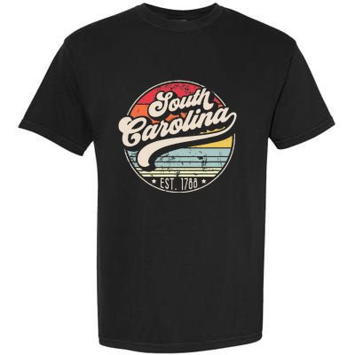 Retro South Carolina Home State Cool 70s Style Sunset Garment-Dyed Heavyweight T-Shirt