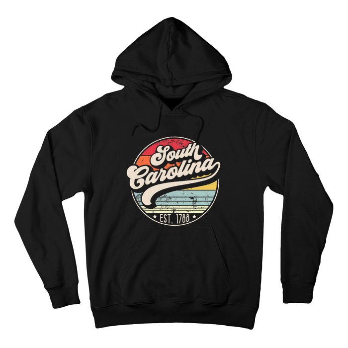 Retro South Carolina Home State Cool 70s Style Sunset Hoodie