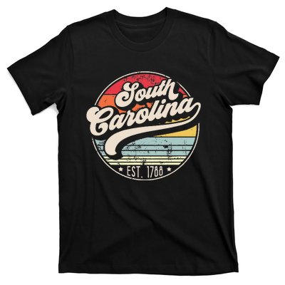 Retro South Carolina Home State Cool 70s Style Sunset T-Shirt