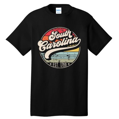 Retro South Carolina Home State Cool 70s Style Sunset Tall T-Shirt