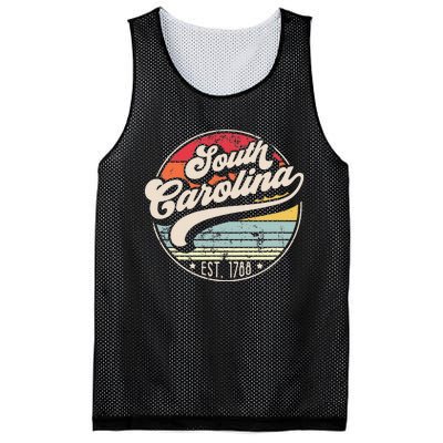 Retro South Carolina Home State Cool 70s Style Sunset Mesh Reversible Basketball Jersey Tank