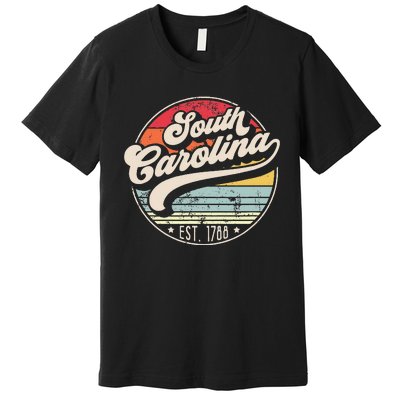 Retro South Carolina Home State Cool 70s Style Sunset Premium T-Shirt