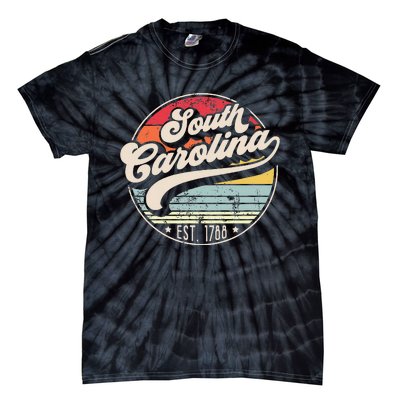 Retro South Carolina Home State Cool 70s Style Sunset Tie-Dye T-Shirt