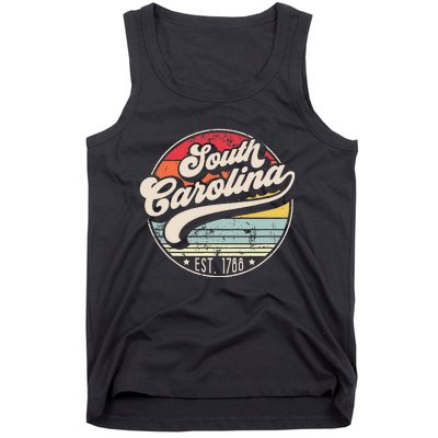 Retro South Carolina Home State Cool 70s Style Sunset Tank Top