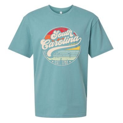 Retro South Carolina Home State Cool 70s Style Sunset Sueded Cloud Jersey T-Shirt