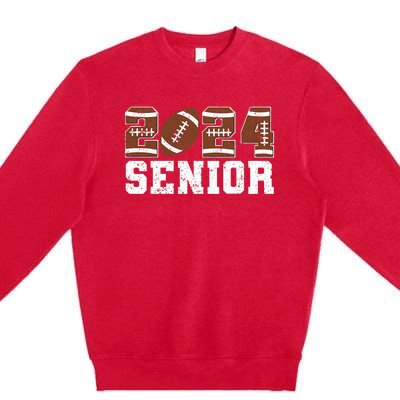 Retro Senior Class Of 2024 Football Player Graduation Gifts Premium Crewneck Sweatshirt