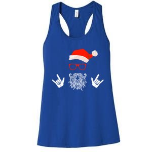 Rock Santa Claus Beard Hat Sunglasses Ho Ho Meaningful Gift Women's Racerback Tank