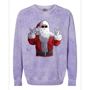 Rock Santa Claus Christmas Cute Gift Colorblast Crewneck Sweatshirt