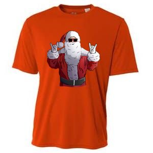 Rock Santa Claus Christmas Cute Gift Cooling Performance Crew T-Shirt