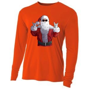 Rock Santa Claus Christmas Cute Gift Cooling Performance Long Sleeve Crew