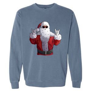 Rock Santa Claus Christmas Cute Gift Garment-Dyed Sweatshirt