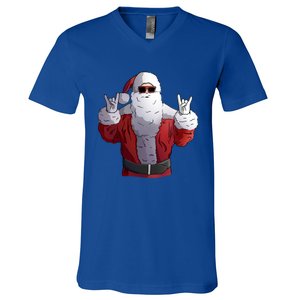 Rock Santa Claus Christmas Cute Gift V-Neck T-Shirt