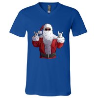 Rock Santa Claus Christmas Cute Gift V-Neck T-Shirt